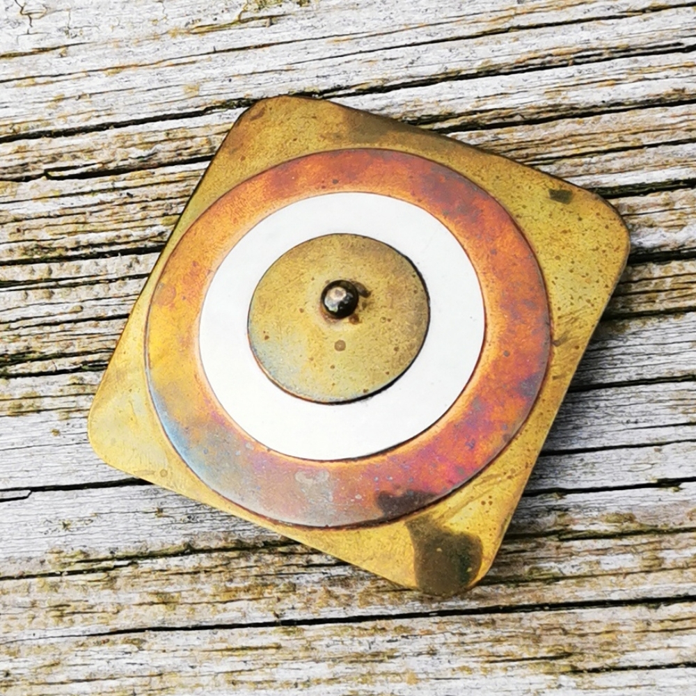 Vintage Artisan Made Square Brass Copper Silver Belt Buckle